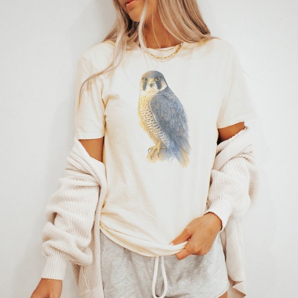 Gildan Tops - Peregrine Falcon Watercolor Feather Detail Tee